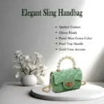 Elegant Quilted Mini Handheld & Sling Fashion Handbag – Pearl Handle Chain Strap Bag - Image 2