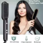 Hair Straightener Brush with Keratin Ceramic Coating Fast Heating, Adjustable Temperature, Anti-Frizz Design - Image 3