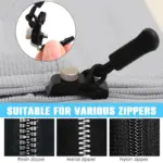 Zipper Repair Kit with Nylon Pull Tabs & Cords, Removable Zip Puller Tabs Cords Clothing Fixer Tool Replacement Metal Zipper Pull for Sliding Teeth Universal Screw Fix Zip Puller for Bags, Ga - Image 8
