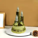 LED Flameless Triple Candle Lamp Golden Decorative Electronic Candle Light for Home Festival Diwali Decoration (1 Pc) - Image 3
