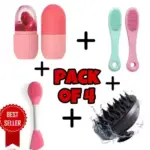 4-in-1 Skincare & Relaxation Kit – Ice Roller, Scalp Massager, Facial Brush & Finger Scrubbers