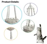 Macrame Hanging Cat Hammock Bed with Cushion - Image 7