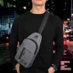 Waterproof Waist Bag, Shoulder Bags USB Charging Earphone Hook Sling Travel Bag (1 Pc) - Image 4