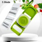 Slicer for Kitchen 5 in 1 Foldable Vegetable Slicer Blade Potato Cutter, Veggie Slicer, Onion Slicer, Julienne Grater with Protective Guards, Stainless Steel Blade