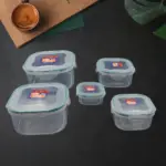 Kitchen Containers Set, Fridge Storage Boxes, Plastic Containers for Kitchen Organizer, Kitchen Accessories Items for Storage Organizer, Snap-Seal (lunch box/storage organizer) (5 Ps Set) - Image 2
