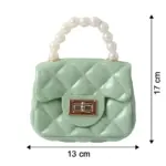 Elegant Quilted Mini Handheld & Sling Fashion Handbag – Pearl Handle Chain Strap Bag - Image 4