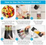 Portable USB Rechargeable Juicer Blender Bottle 380ML with 6 Stainless Steel Blades - Image 3