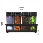 Kitchen 8 Pcs Airtight Rasoi Box Spice Storage Jar Set (Black) - Image 4