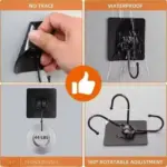10PC Self Adhesive Wall Sticker Hooks – Stainless Steel, No-Drill - Image 3