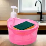 Double Layer Liquid soap Dispenser with Pump and Sponge, Practical for Hotel Sink Clear, Soap Dispensing Liquid Pump Bottle for Home, Kitchen Rectangle ( 2 in 1 ) - Image 2