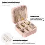Square Travel Jewellery Case for Women – Leather Travel Earrings Organizer, Multicolor. - Image 3