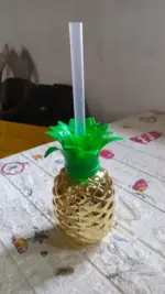 Plastic Pineapple Cups with Straw (1 Pc) - Party Favors, Hawaiian, Beach - Image 6