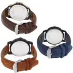 Attractive Men Multicolor Leather Analog Watch Combo ( default, OS )